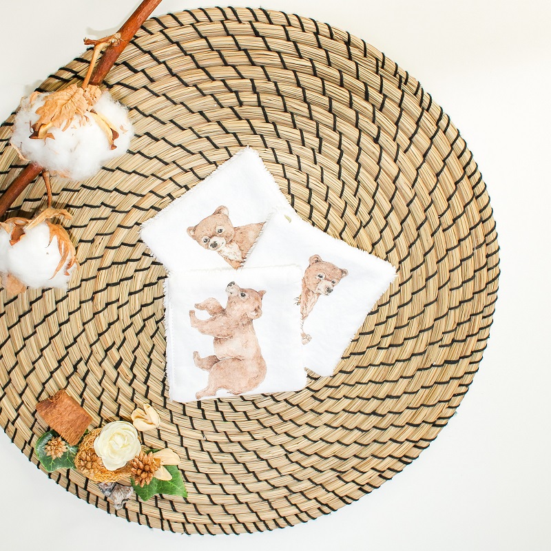 Lingettes Lavables Tissu Bébé - Lot 10 Lingettes Panda Rose - CréaFlo