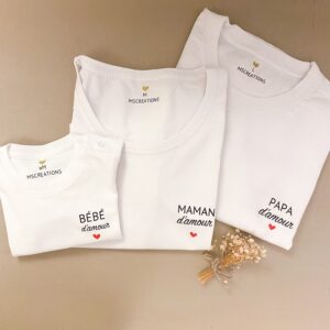 t-shirt personnalisés trio d'amour famille